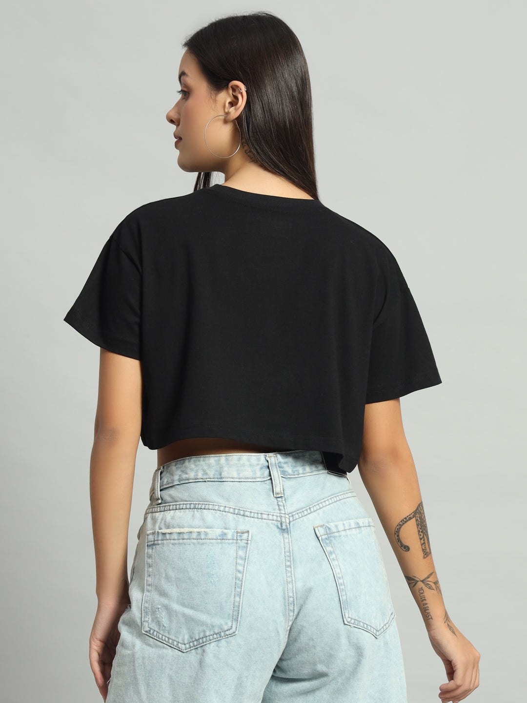 Black Understated Cropped Tee