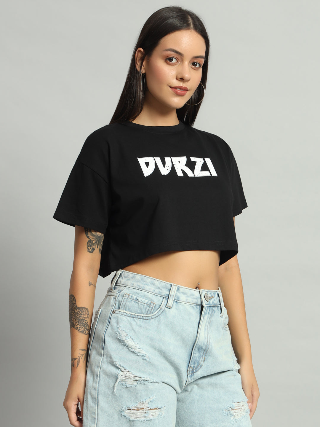 Black Understated Cropped Tee