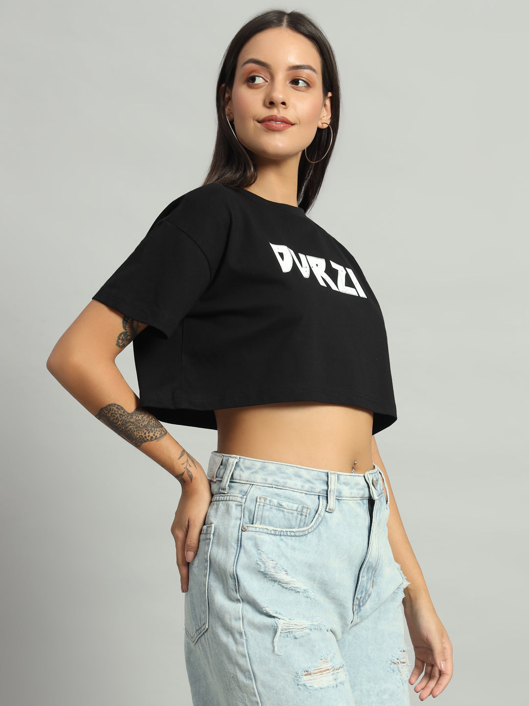 Black Understated Cropped Tee