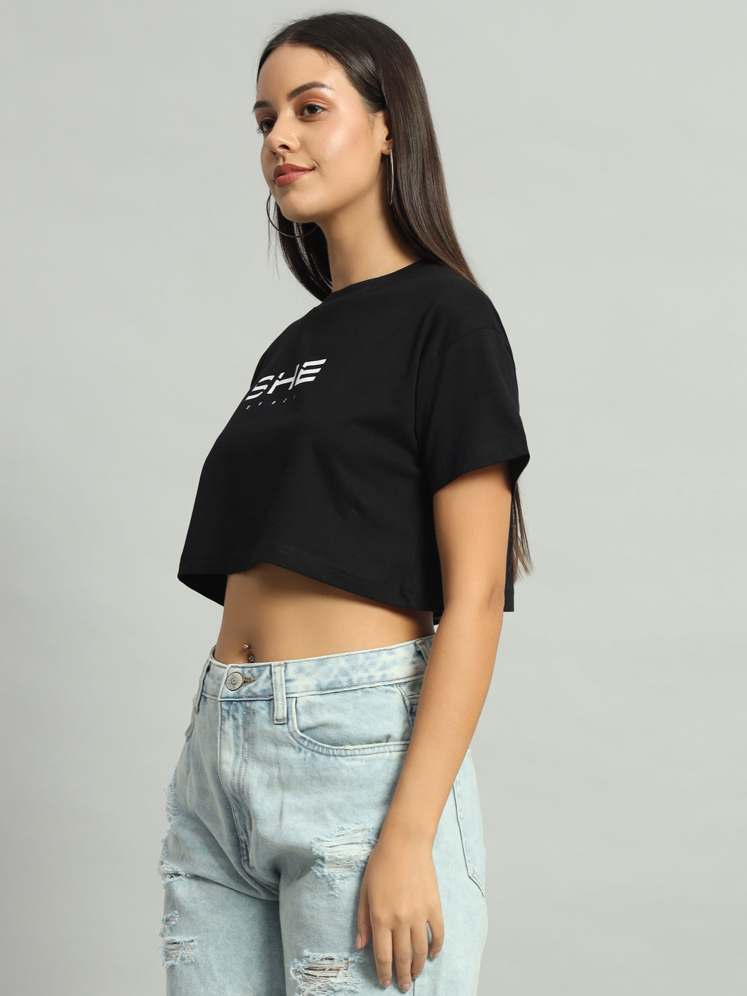 Black She Cropped Tee