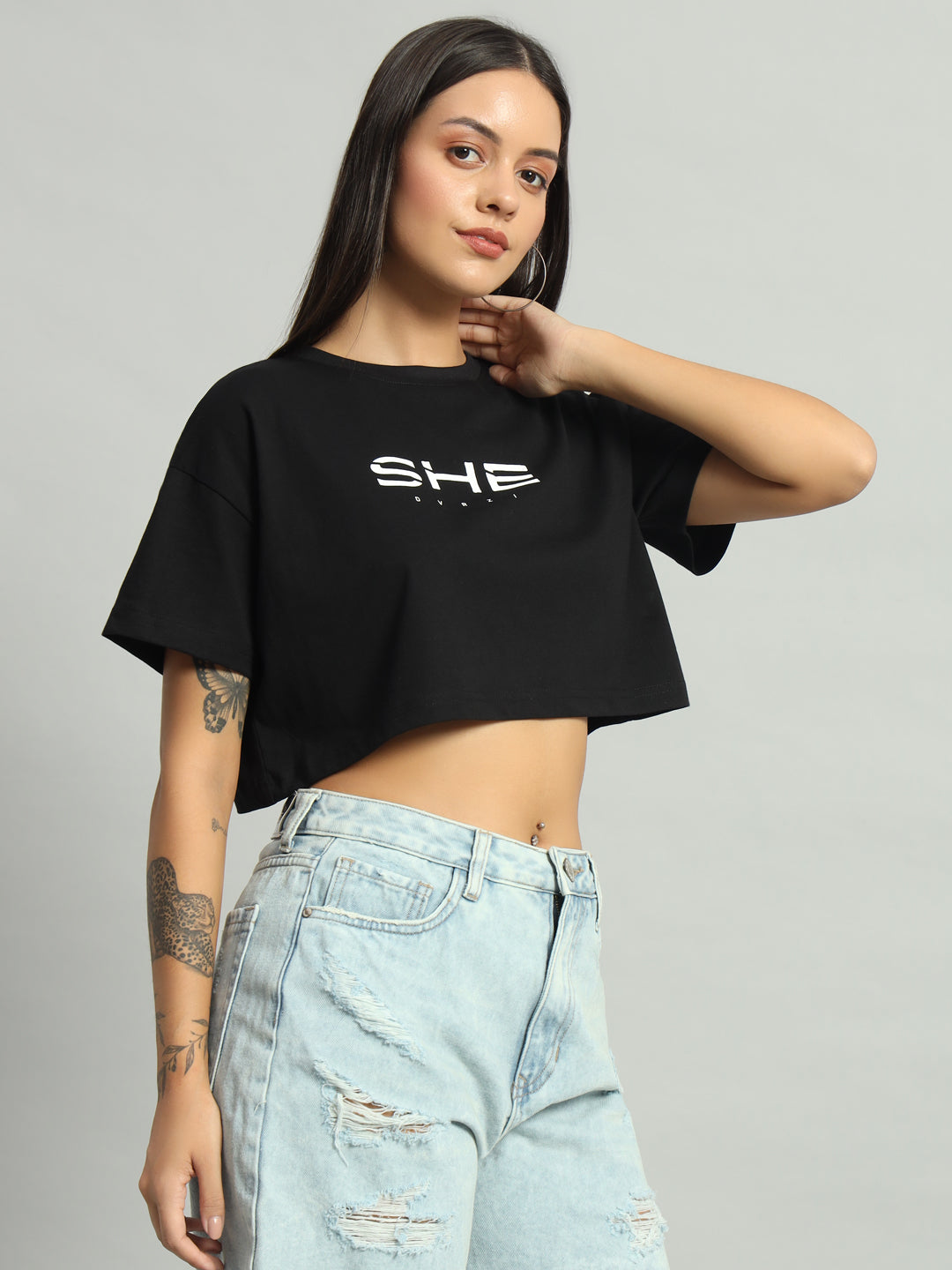 Black She Cropped Tee