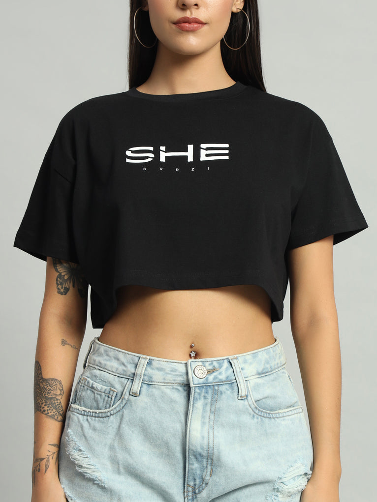 Black She Cropped Tee