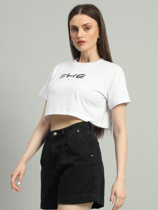 White She Cropped Tee