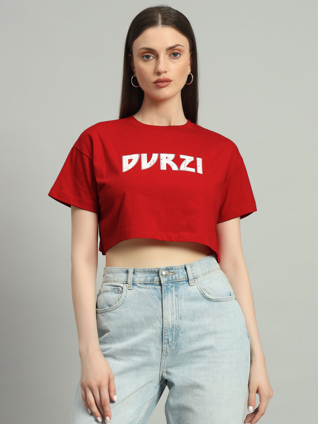 Red Understated Cropped Tee