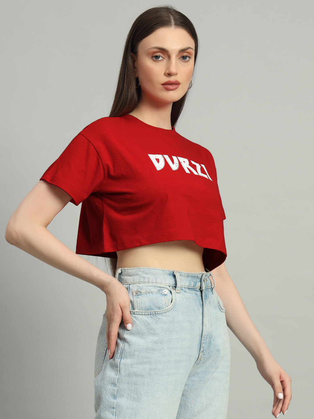 Red Understated Cropped Tee