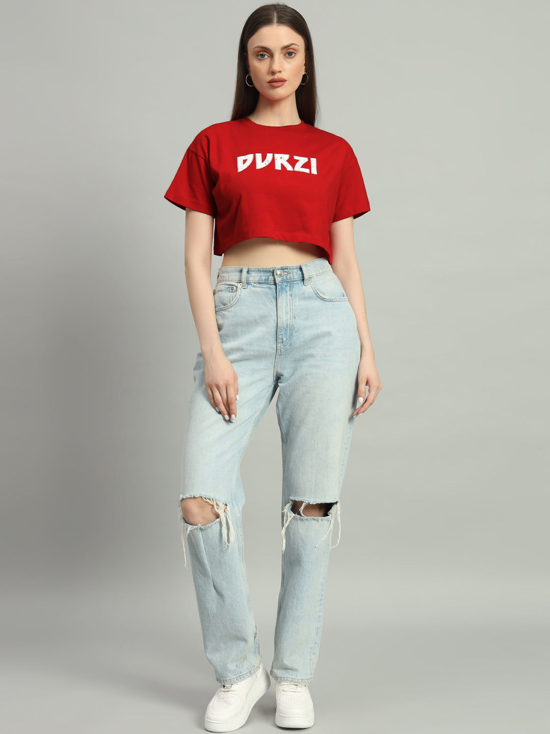 Red Understated Cropped Tee