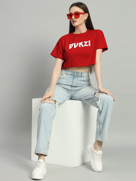 Red Understated Cropped Tee