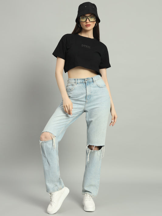 Black Signature Cropped Tee