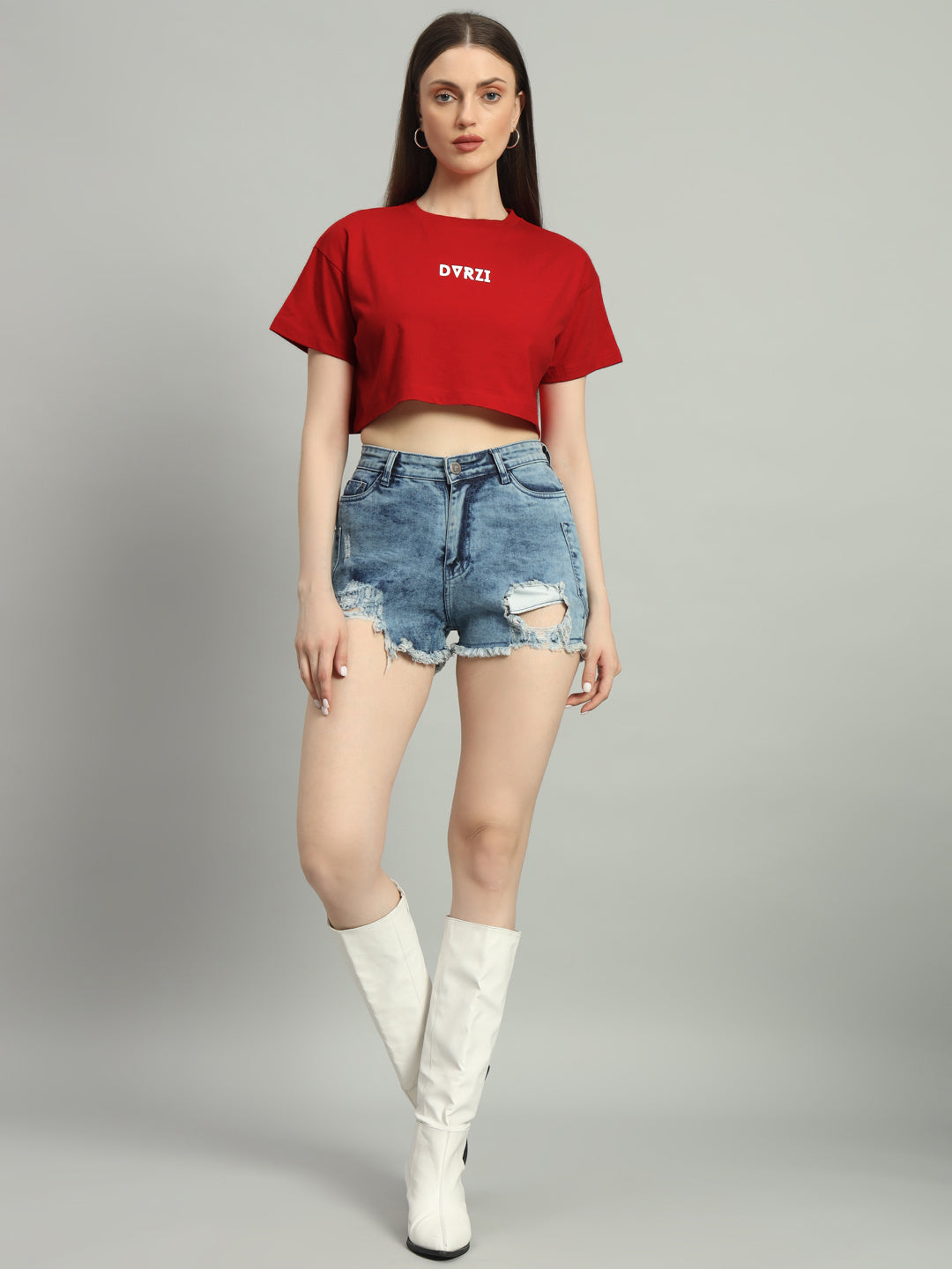 Red Signature Cropped Tee